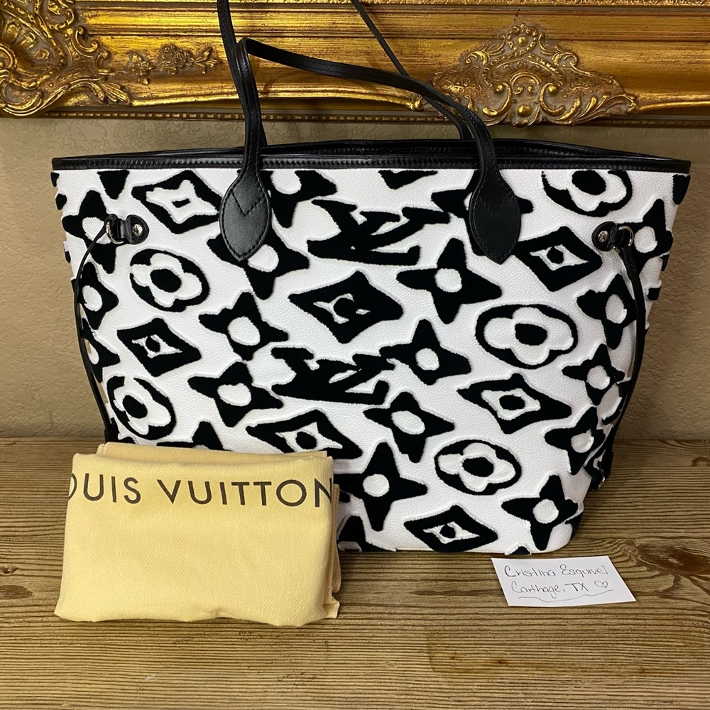 Louis Vuitton Urs Fischer Neverfull MM Medium Limi Edition Black and White